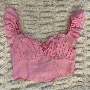 Altar'd State Pink Ruffled Crop Top